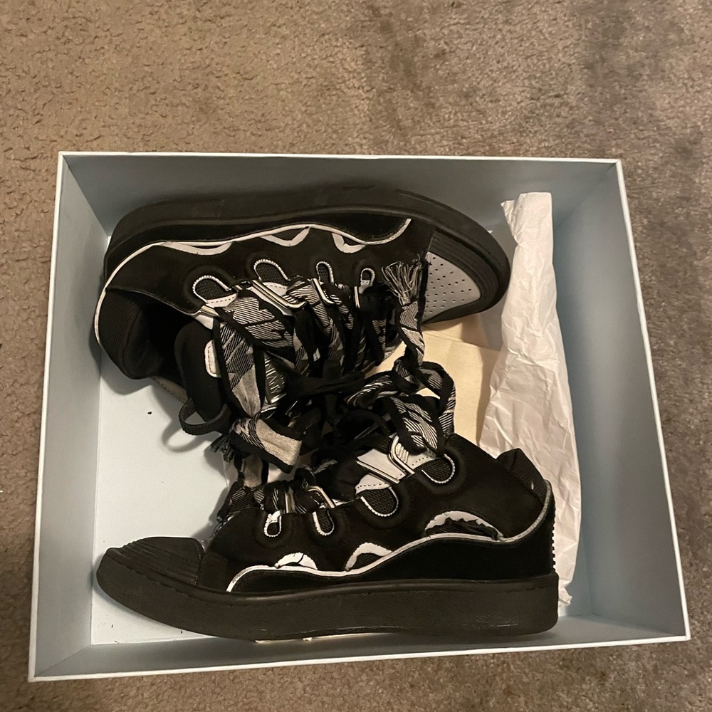 Lanvin Black and White High-Top Sneakers